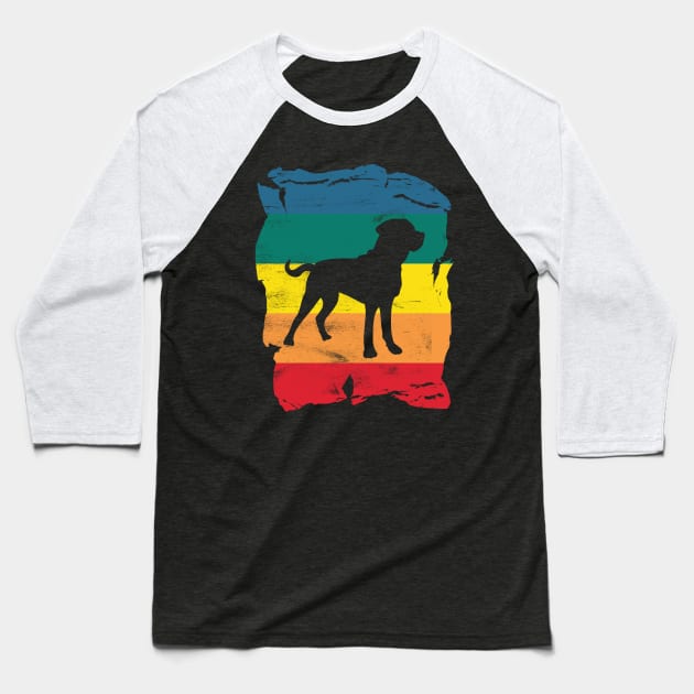 Greater Swiss Mountain Dog Distressed Vintage Retro Silhouette Baseball T-Shirt by DoggyStyles